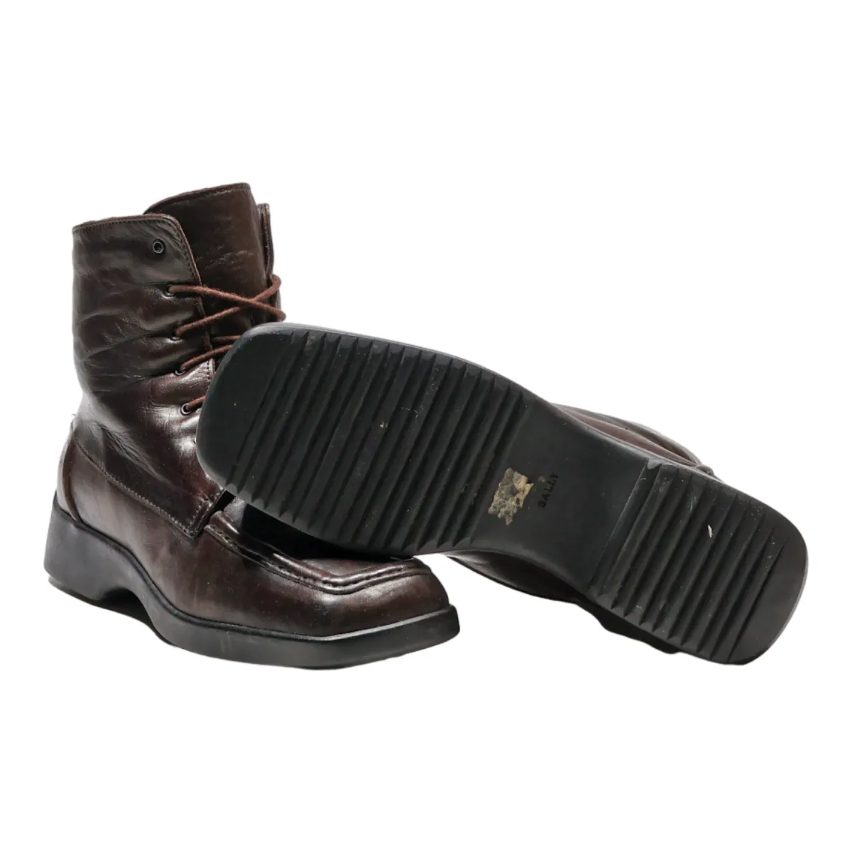 BALLY Lace-Up Boots Brown Leather Womens UK 3