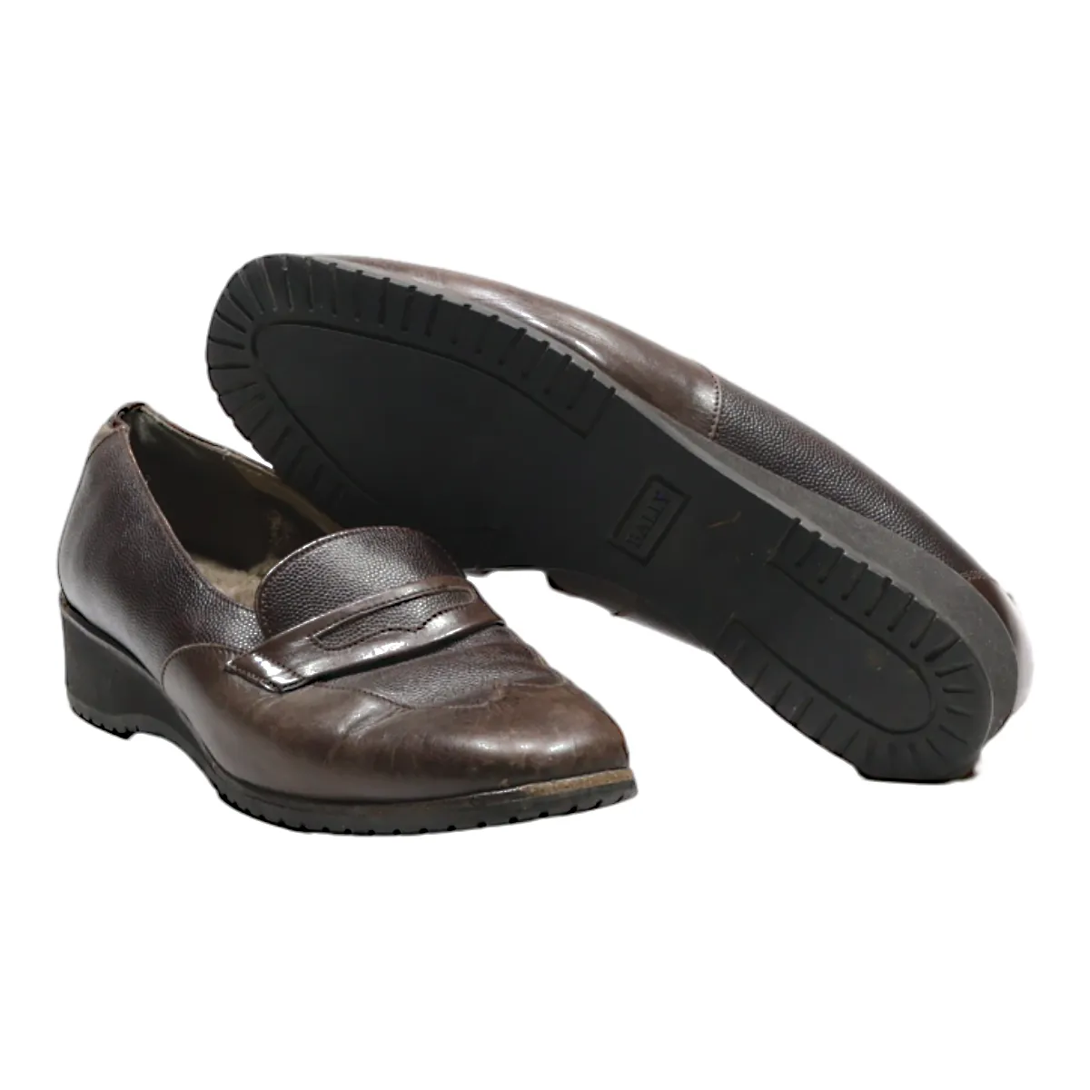 BALLY Loafer Shoes Brown Leather Womens UK 3