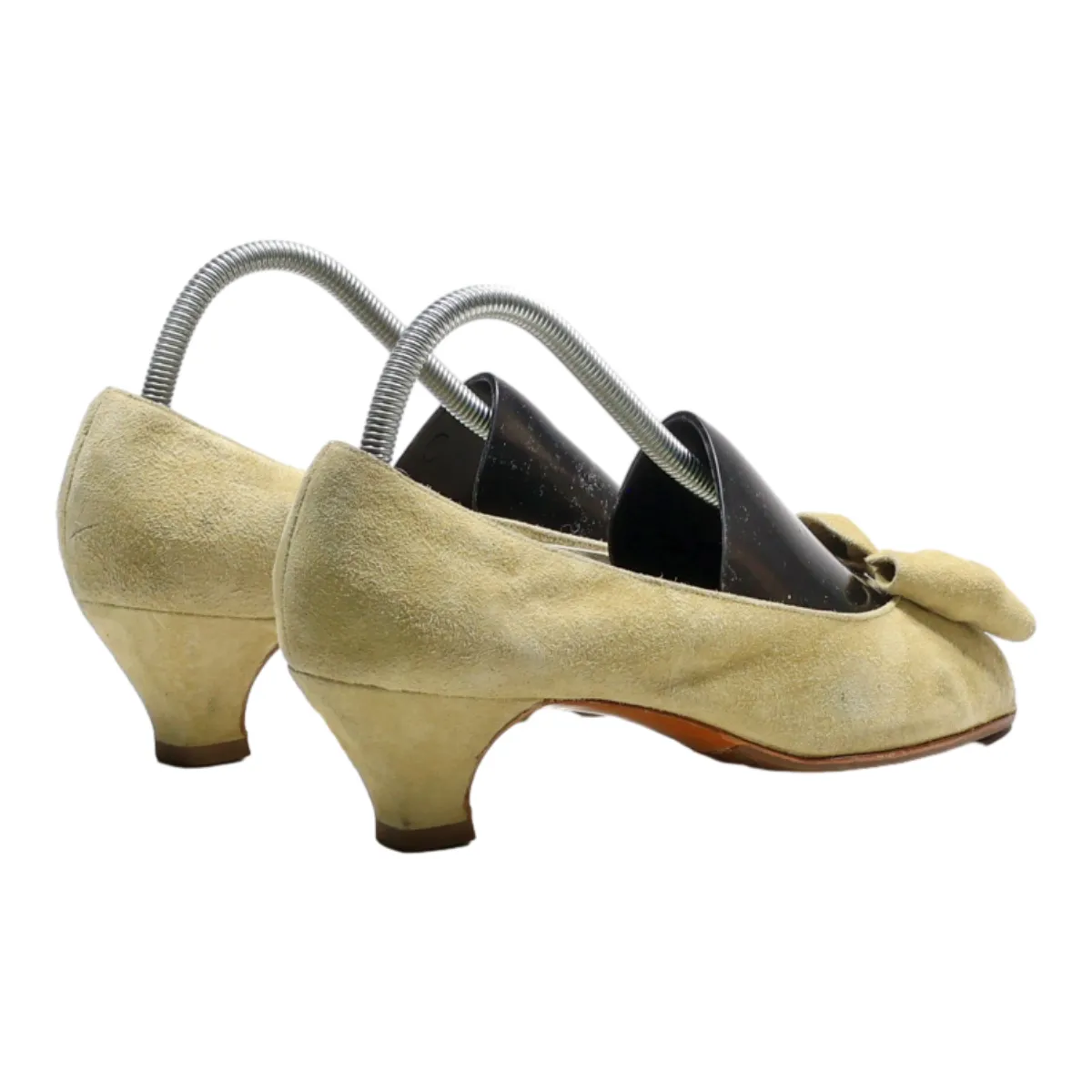 BALLY Peep Toe Heels Beige Suede Womens UK 5