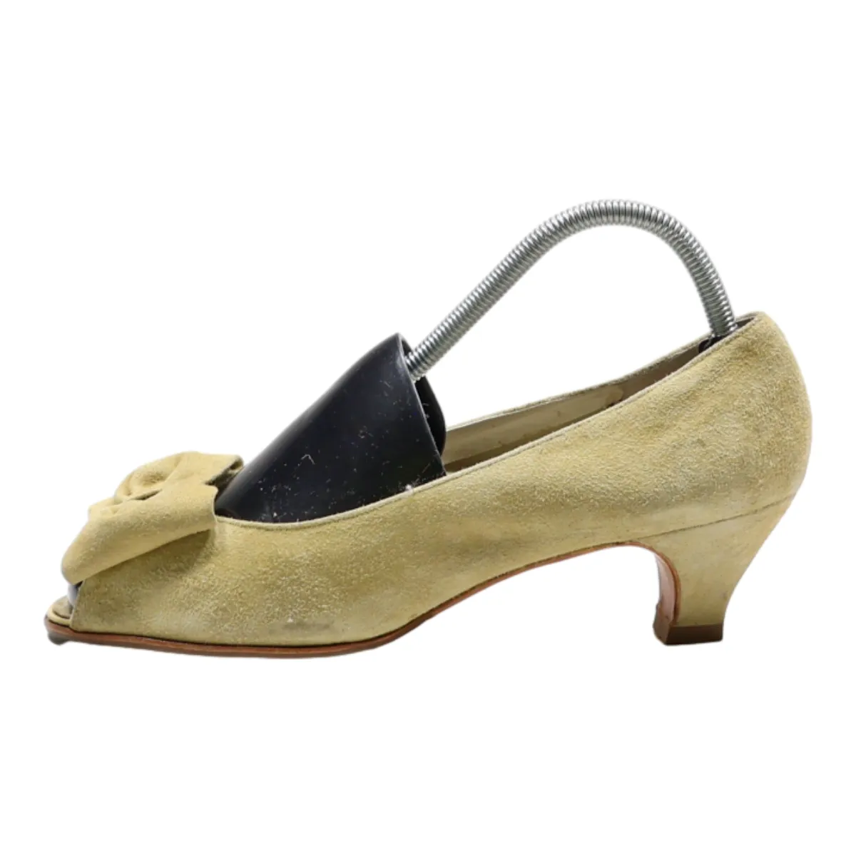 BALLY Peep Toe Heels Beige Suede Womens UK 5