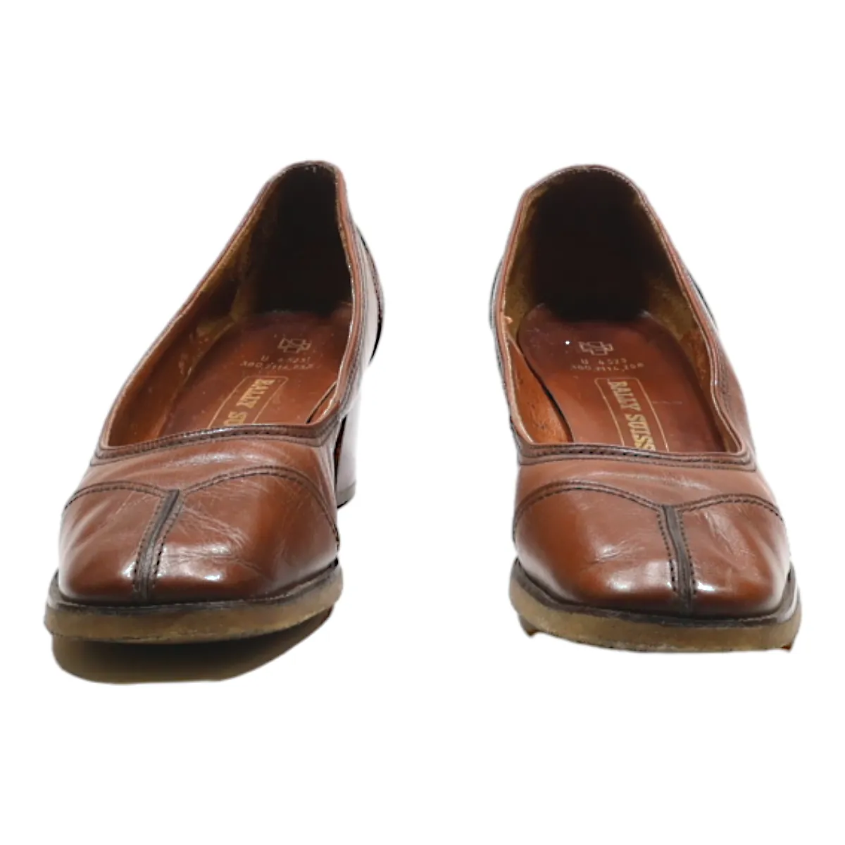 BALLY SUISSE Ballet Shoes Brown Leather Womens UK 5