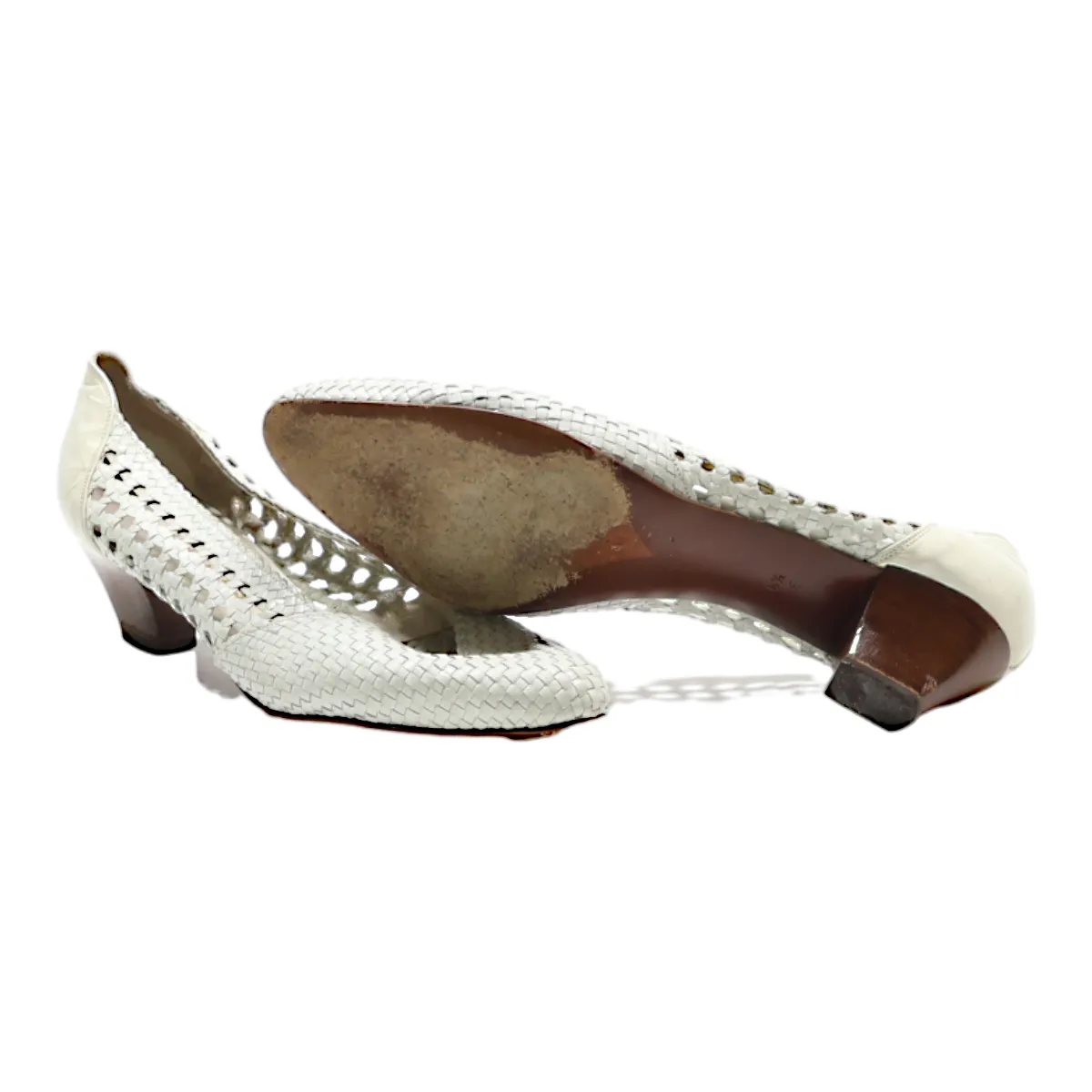BALLY SUISSE Court Heels White Leather Womens UK 3.5