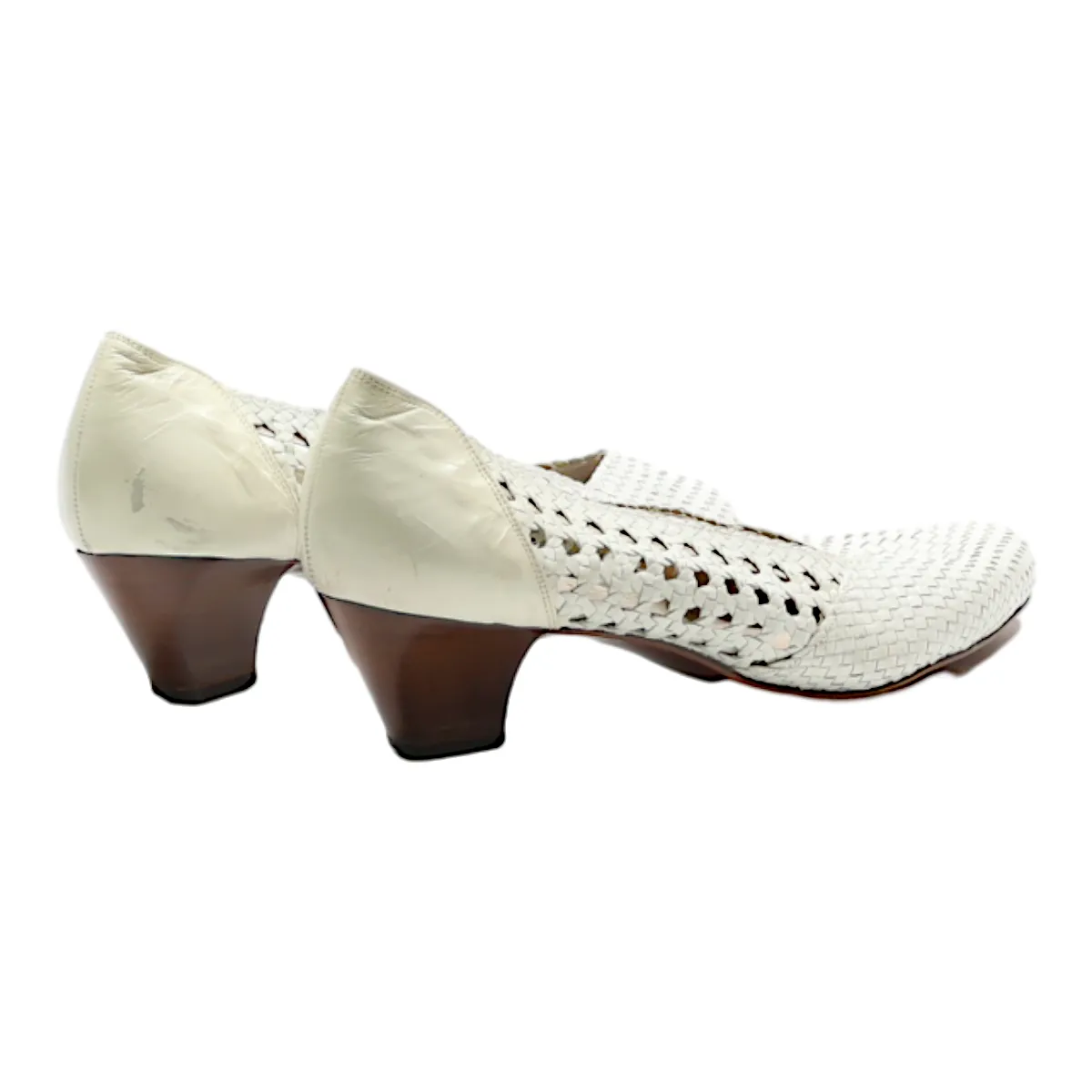 BALLY SUISSE Court Heels White Leather Womens UK 3.5