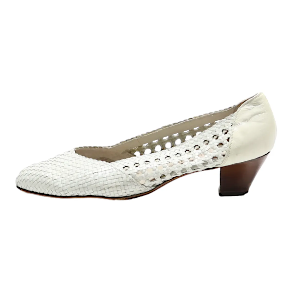 BALLY SUISSE Court Heels White Leather Womens UK 3.5