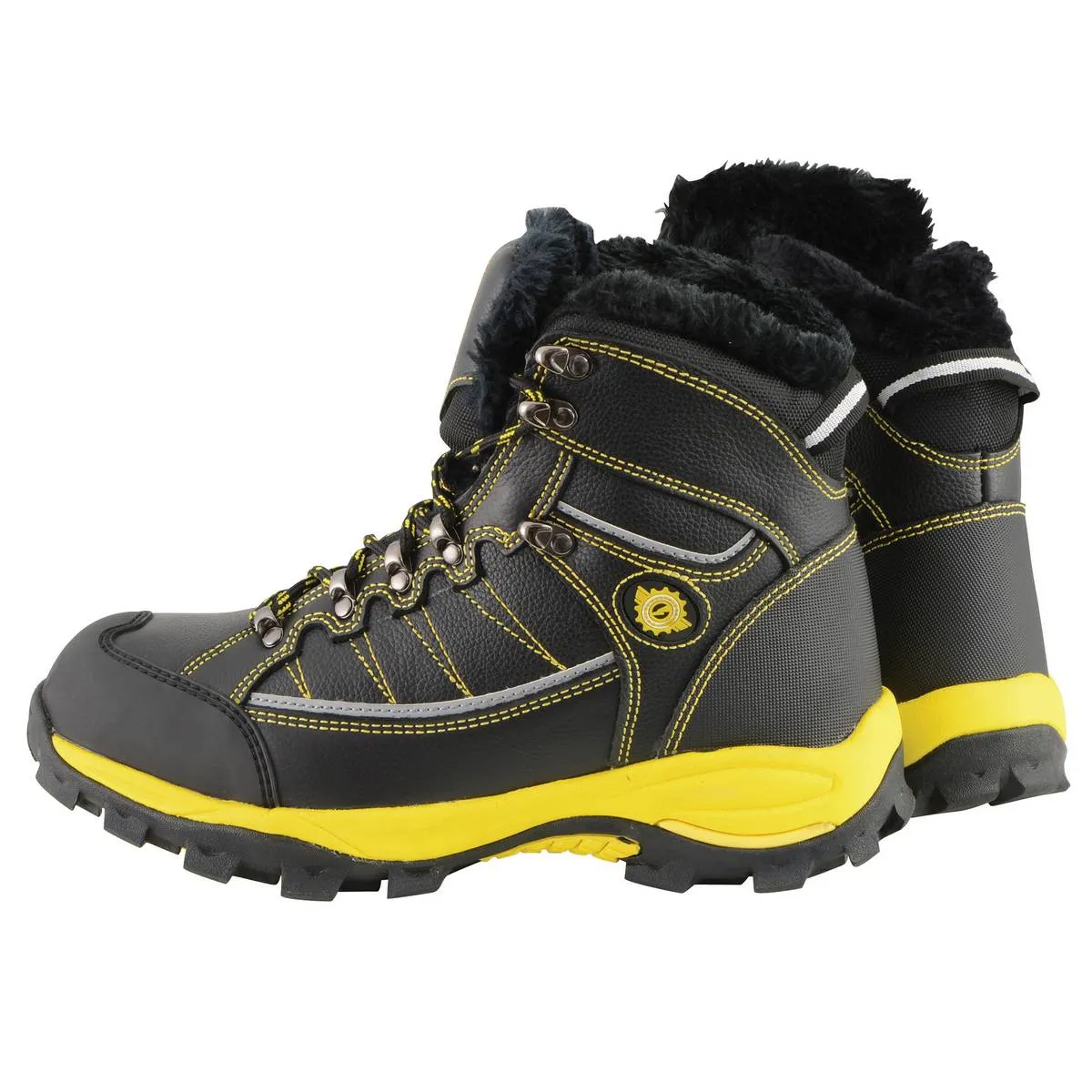 Bazalt MBM9124 Men's Faux Fur Lined Black with Yellow Water and Frost Proof Leather Outdoor Boots