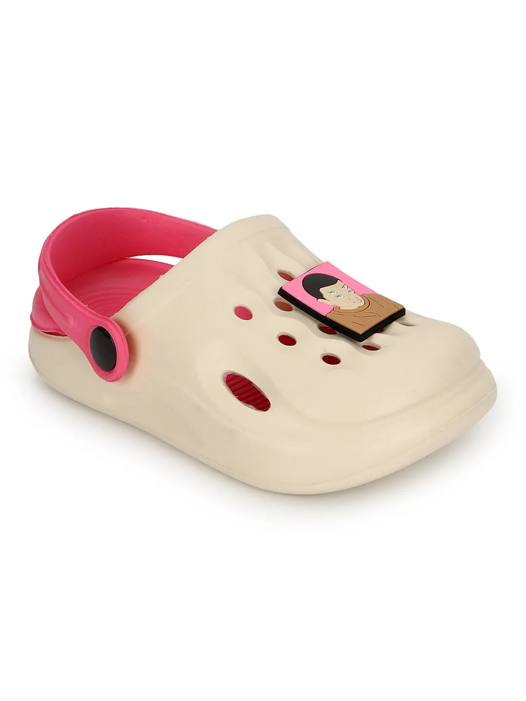 Beige Pink Stylish Slip-On Clogs For Kids-Unisex (TC-LCLOG2-BEIGPNK)