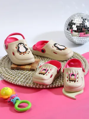 Beige Pink Stylish Slip-On Clogs For Kids-Unisex (TC-LCLOG2-BEIGPNK)