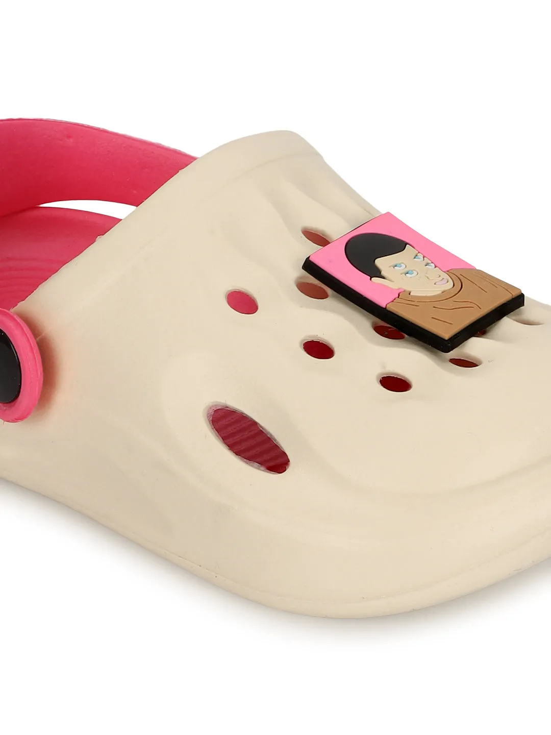 Beige Pink Stylish Slip-On Clogs For Kids-Unisex (TC-LCLOG2-BEIGPNK)