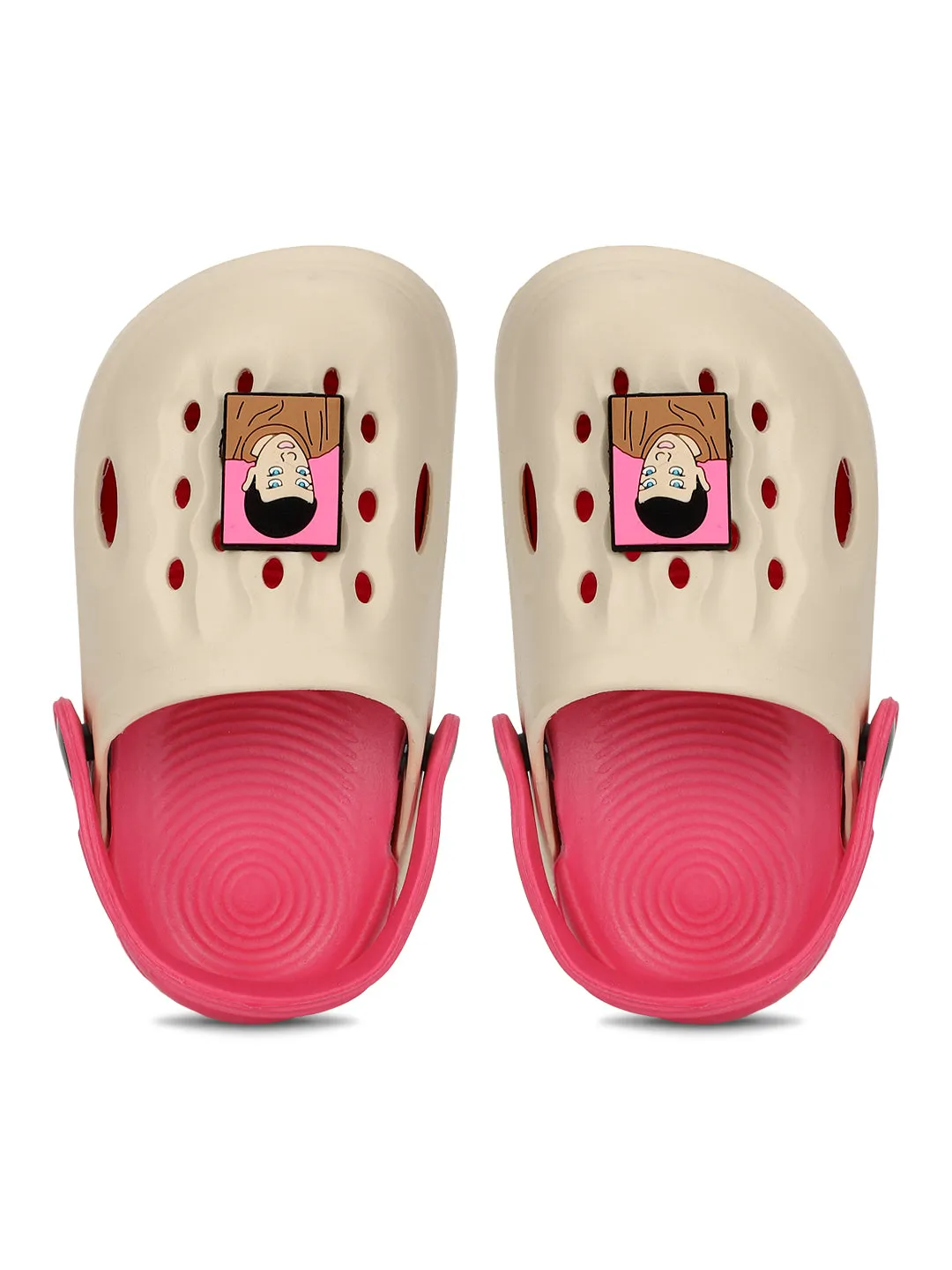 Beige Pink Stylish Slip-On Clogs For Kids-Unisex (TC-LCLOG2-BEIGPNK)