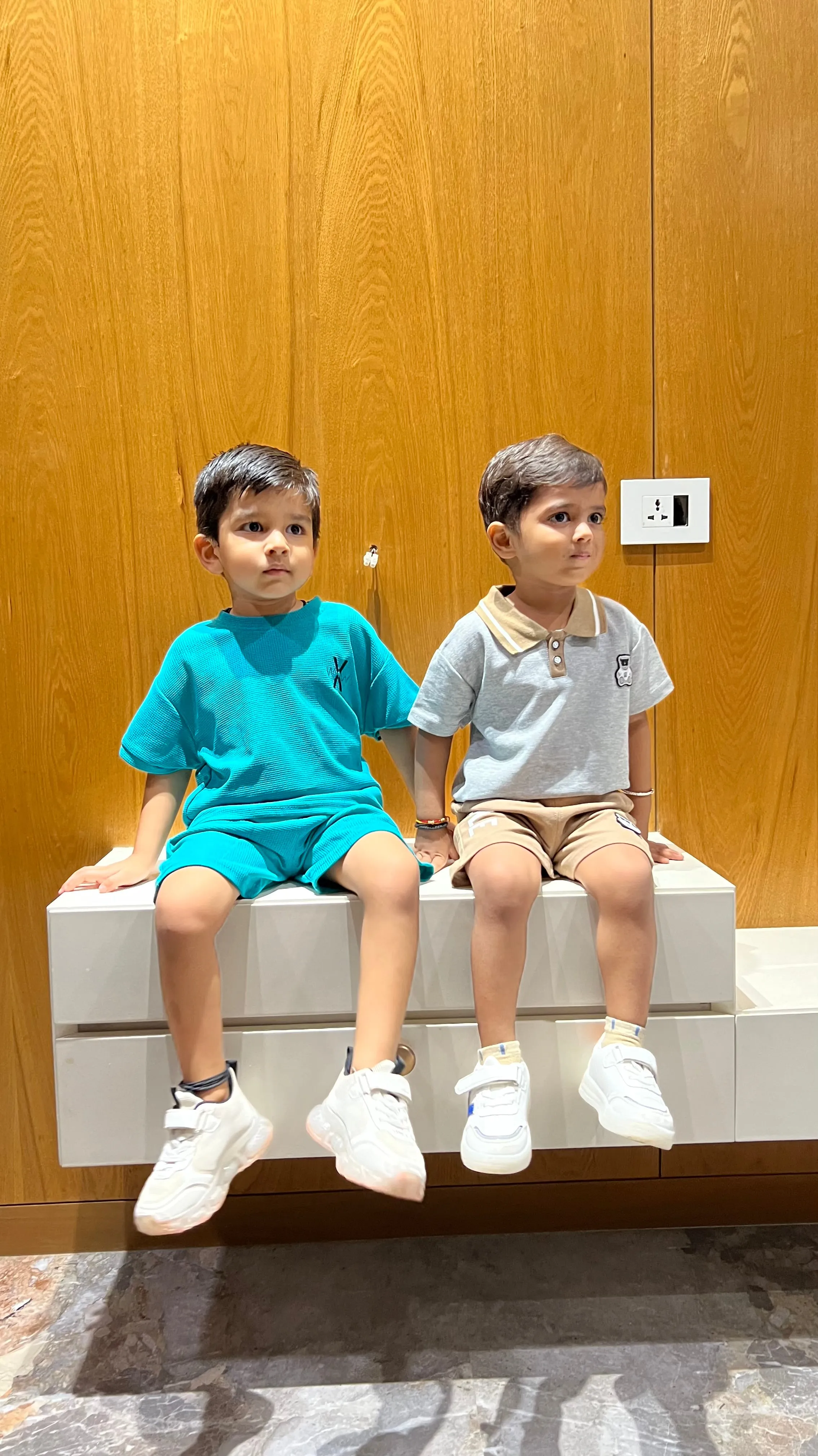 Blue Knit Half Sleeves Solid Round Neck Tshirt and Shorts Set