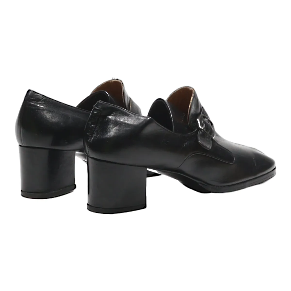 BOTTIER VICTOR Block Heels Black Leather Womens UK 3