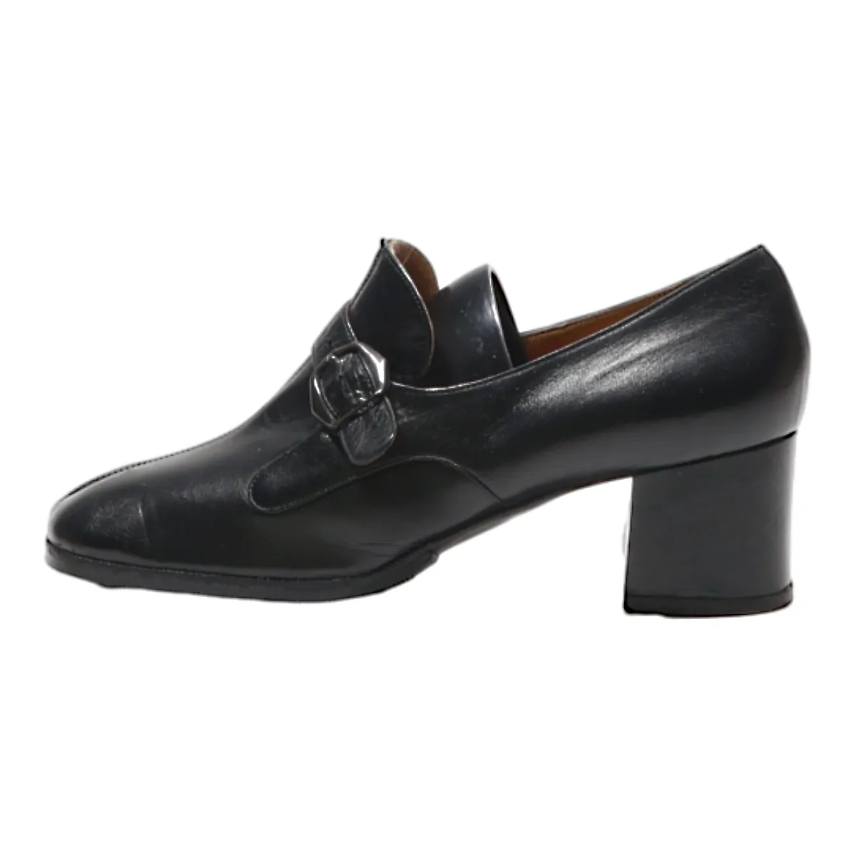 BOTTIER VICTOR Block Heels Black Leather Womens UK 3