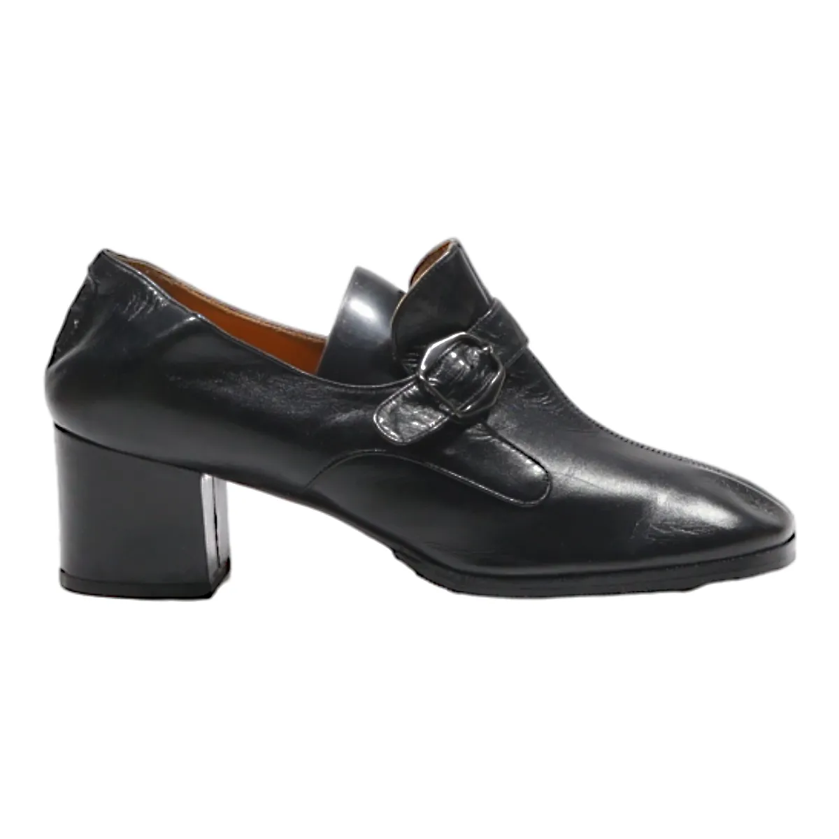 BOTTIER VICTOR Block Heels Black Leather Womens UK 3