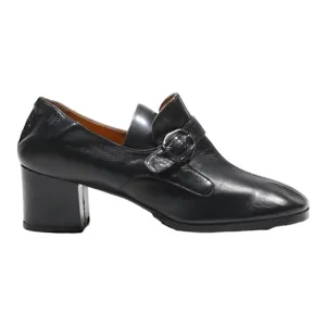 BOTTIER VICTOR Block Heels Black Leather Womens UK 3