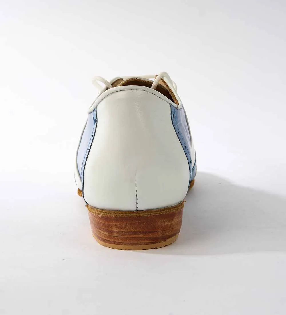 Bright White and Sky Blue Leather - Premium Tango Shoes - Rock 3077