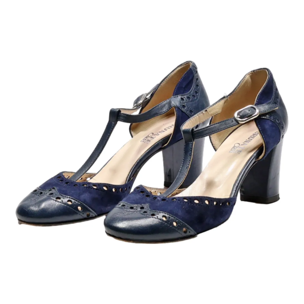 BRUNATE CLASS Strappy Heels Blue Leather Womens UK 5