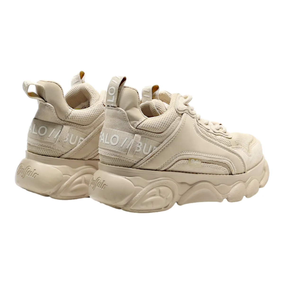 BUFFALO Platform Trainers Beige Synthetic Womens UK 6