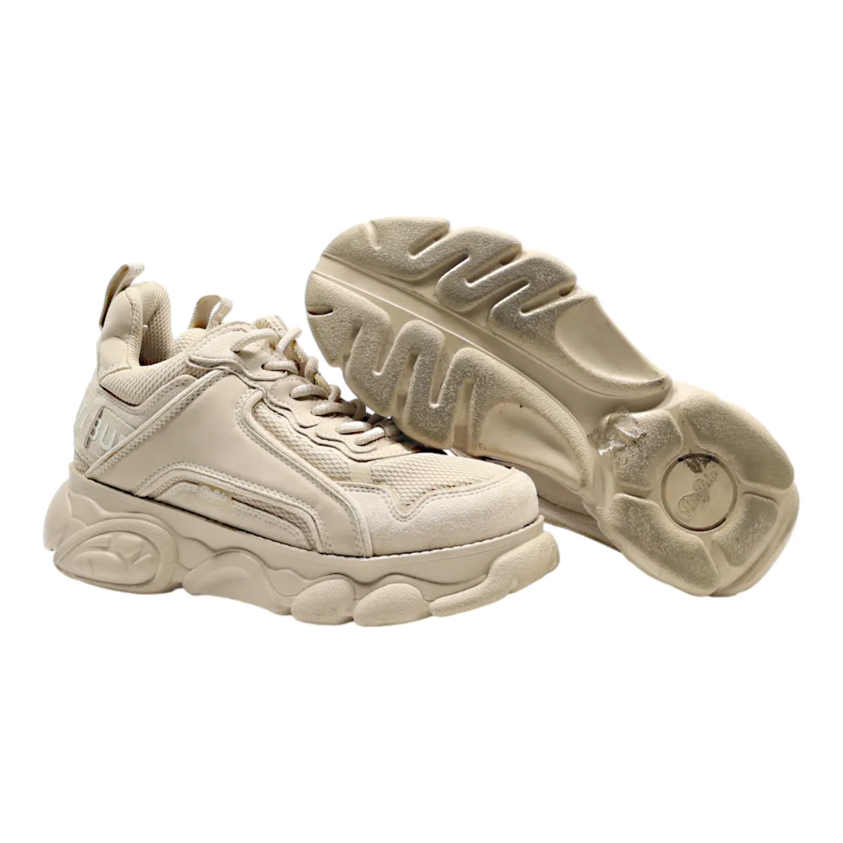 BUFFALO Platform Trainers Beige Synthetic Womens UK 6