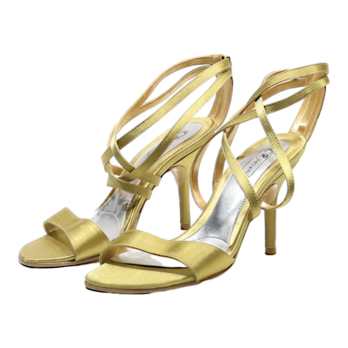 CALCADOS Strappy Heels Gold Synthetic Womens UK 2