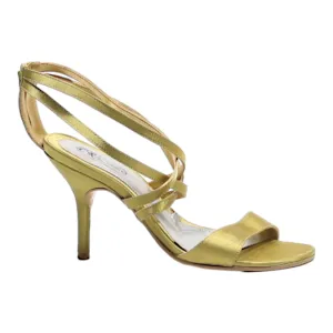 CALCADOS Strappy Heels Gold Synthetic Womens UK 2