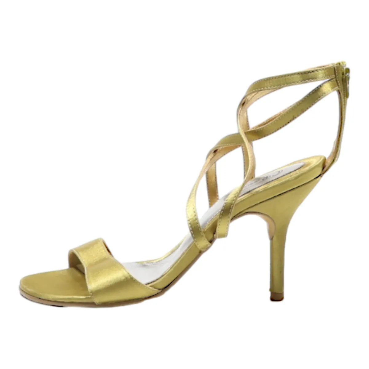 CALCADOS Strappy Heels Gold Synthetic Womens UK 2