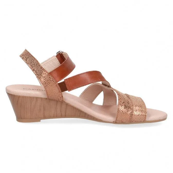Caprice leather shimmer strappy mid heel wedge