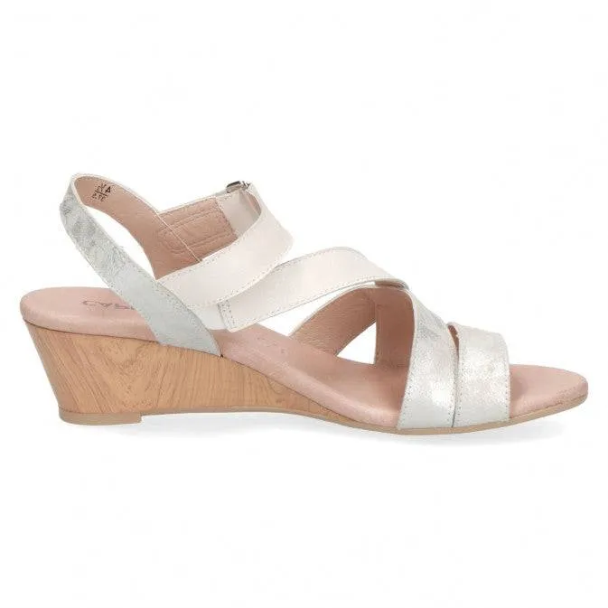 Caprice leather shimmer strappy mid heel wedge