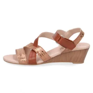 Caprice leather shimmer strappy mid heel wedge