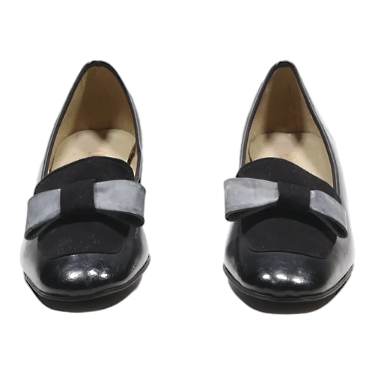 CARINA Block Heels Black Leather Womens UK 2