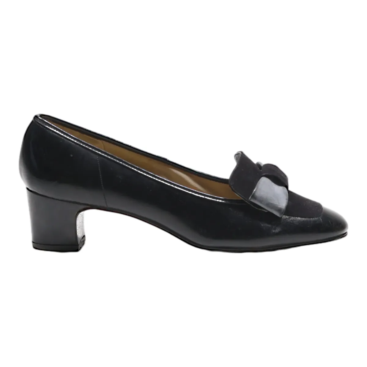 CARINA Block Heels Black Leather Womens UK 2