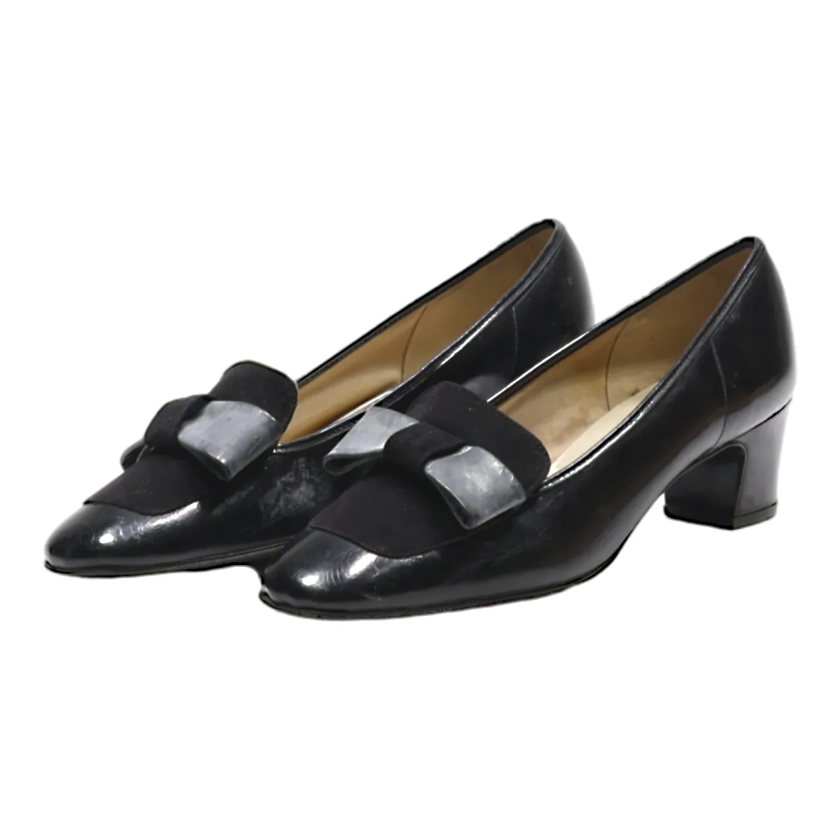 CARINA Block Heels Black Leather Womens UK 2