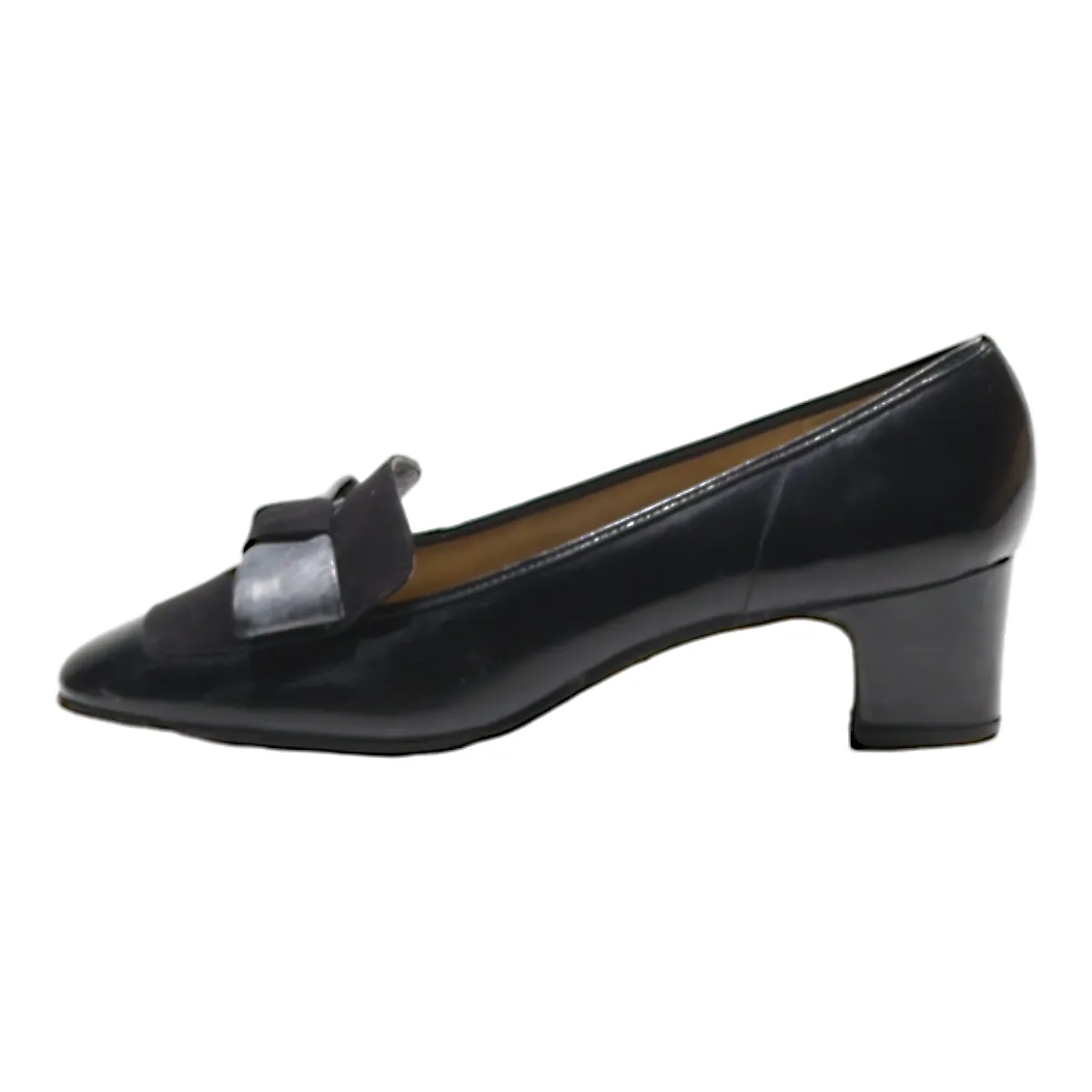 CARINA Block Heels Black Leather Womens UK 2