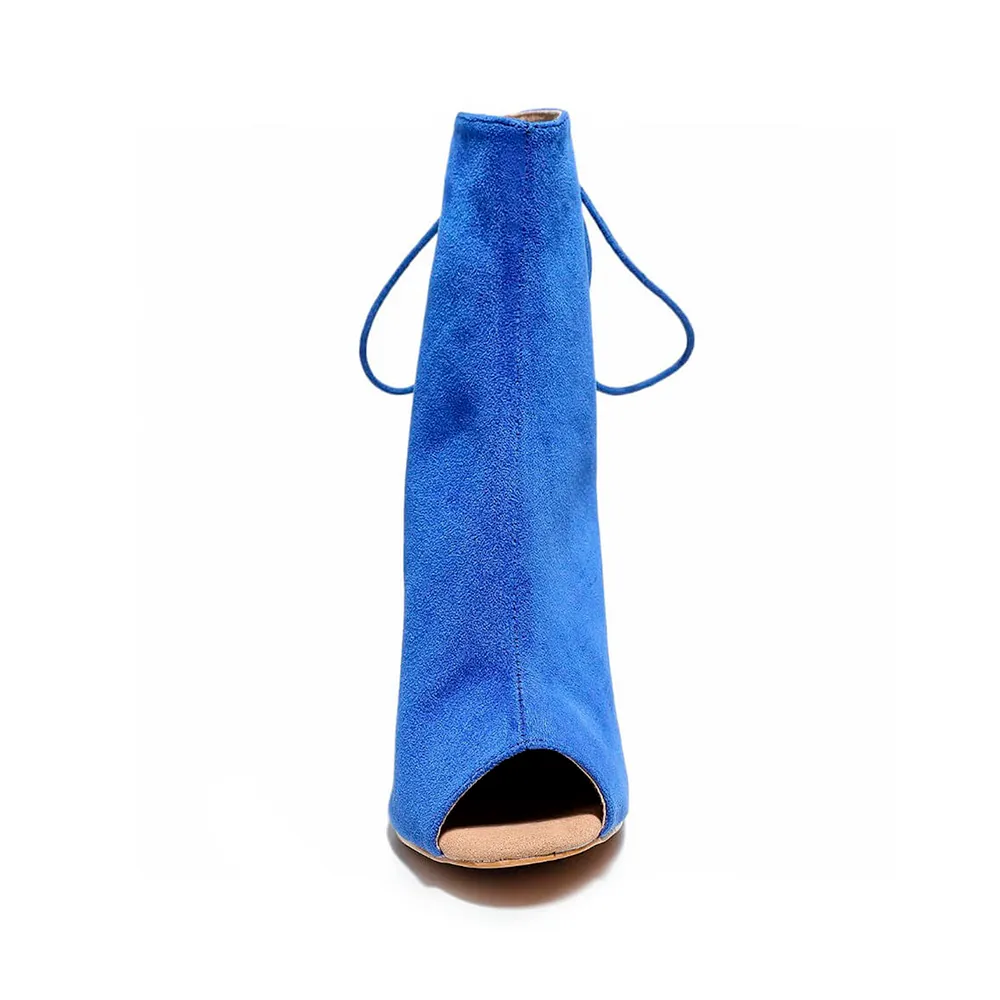 Champion - Blue Suede Open Back Ankle Dance Boots (Street Sole)