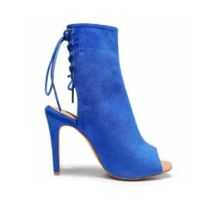 Champion - Blue Suede Open Back Ankle Dance Boots (Street Sole)