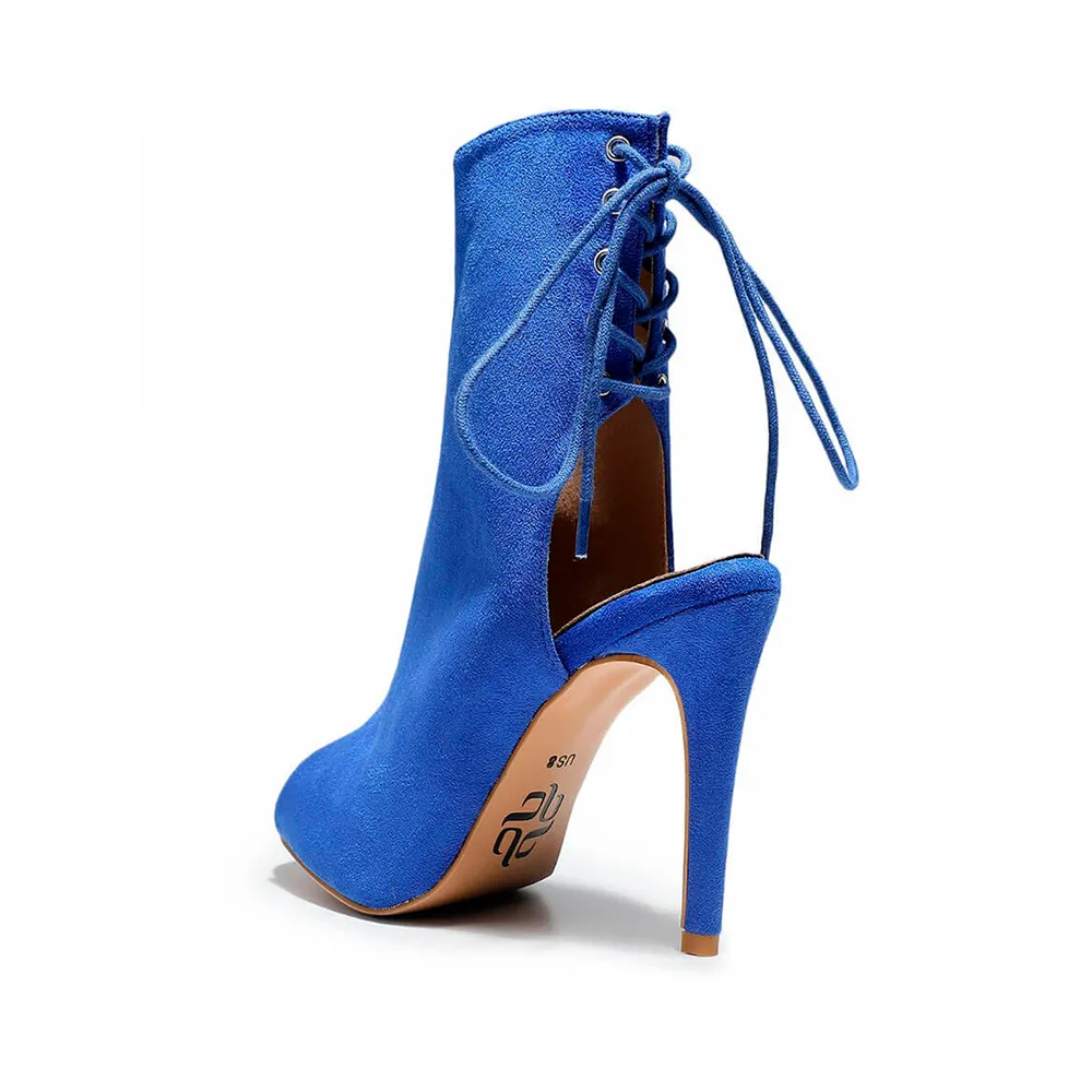 Champion - Blue Suede Open Back Ankle Dance Boots (Street Sole)