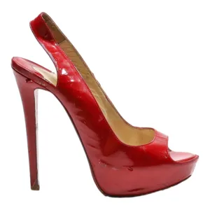 CHRISTIAN LOUBOUTIN Slingback Heels Red Synthetic Womens UK 4.5