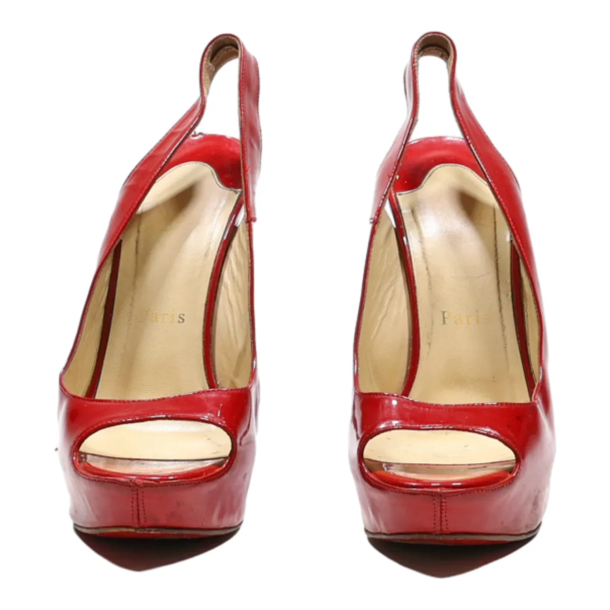 CHRISTIAN LOUBOUTIN Slingback Heels Red Synthetic Womens UK 4.5