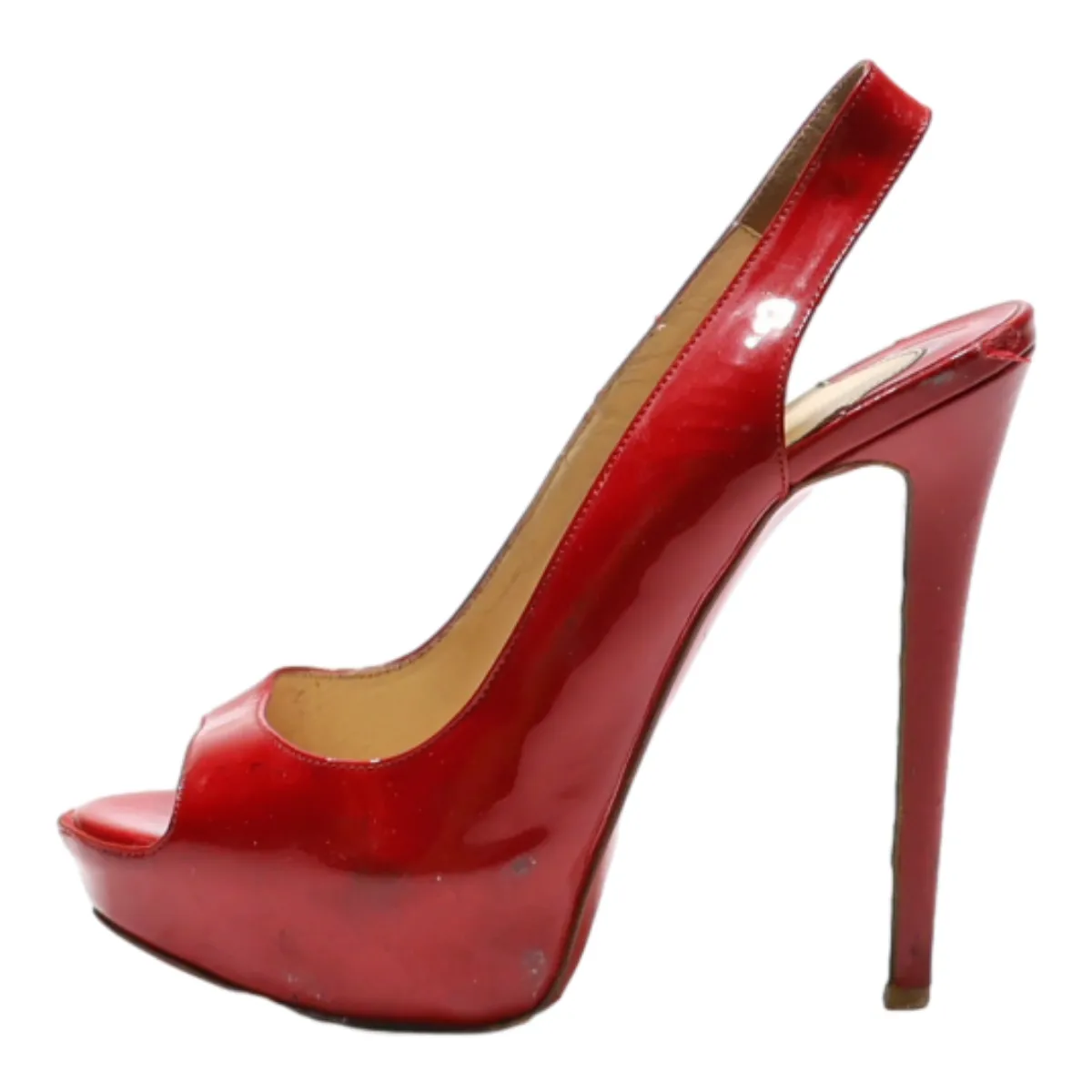 CHRISTIAN LOUBOUTIN Slingback Heels Red Synthetic Womens UK 4.5