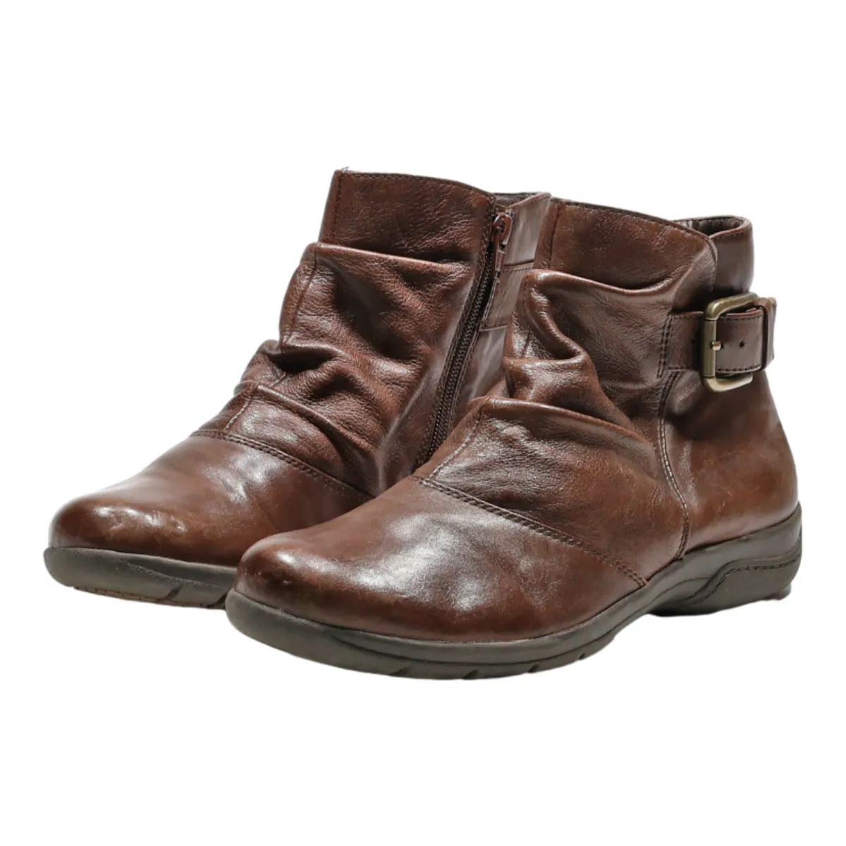 CLARKS Ankle Boots Brown Leather Womens UK 8
