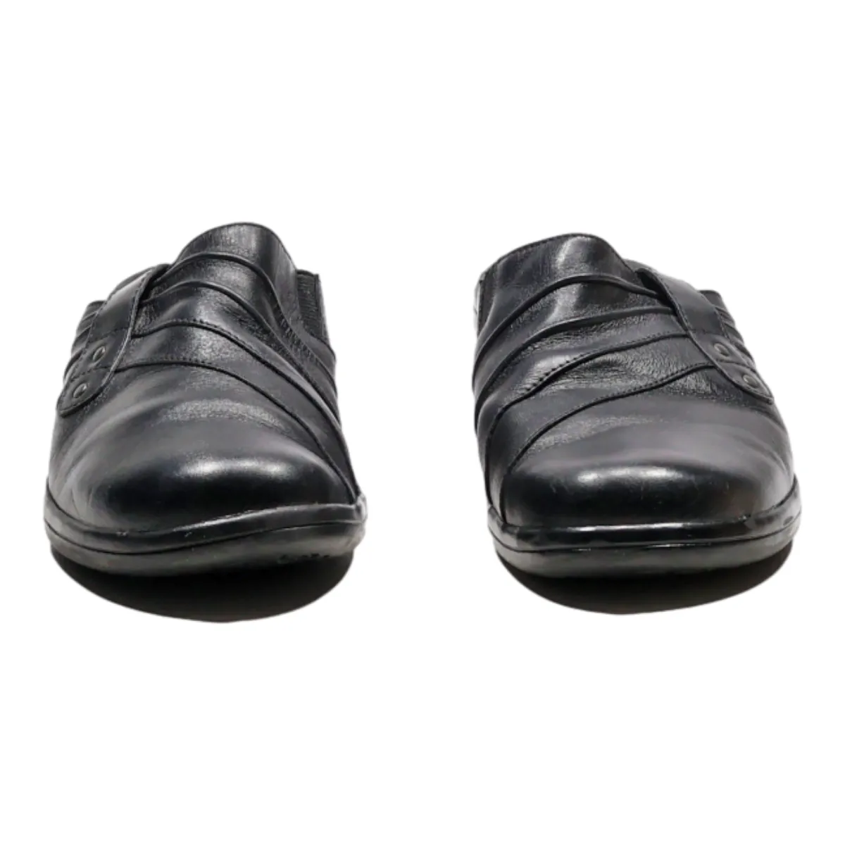 CLARKS Clog Shoes Black Leather Womens UK 5