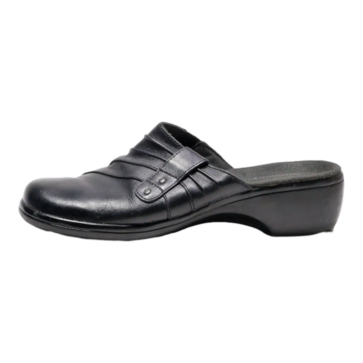 CLARKS Clog Shoes Black Leather Womens UK 5
