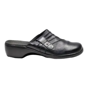 CLARKS Clog Shoes Black Leather Womens UK 5