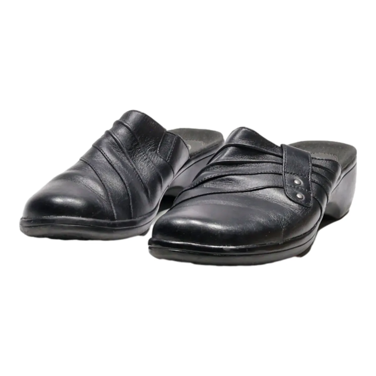 CLARKS Clog Shoes Black Leather Womens UK 5