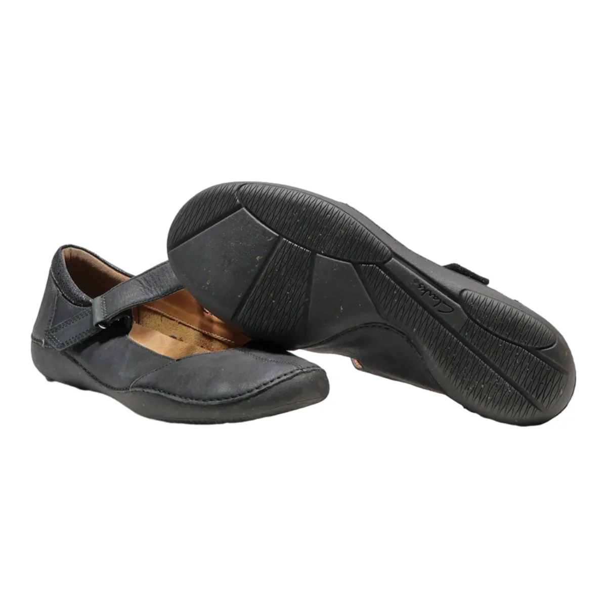 CLARKS Mary Jane Pump Shoes Black Leather Womens UK 6