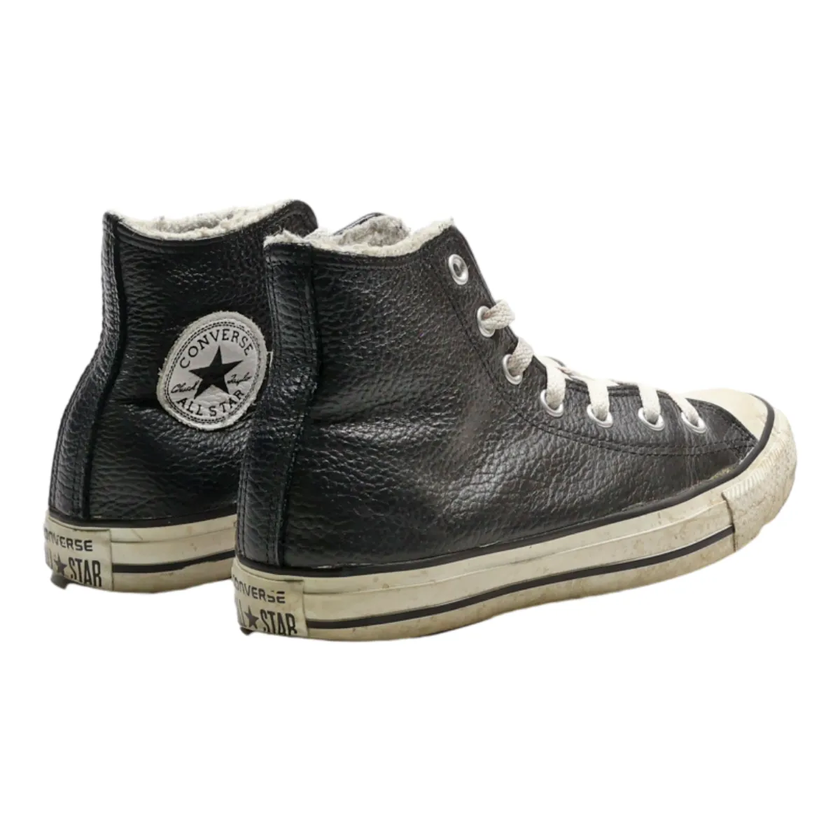 CONVERSE High Top Trainers Black Leather Womens UK 5.5