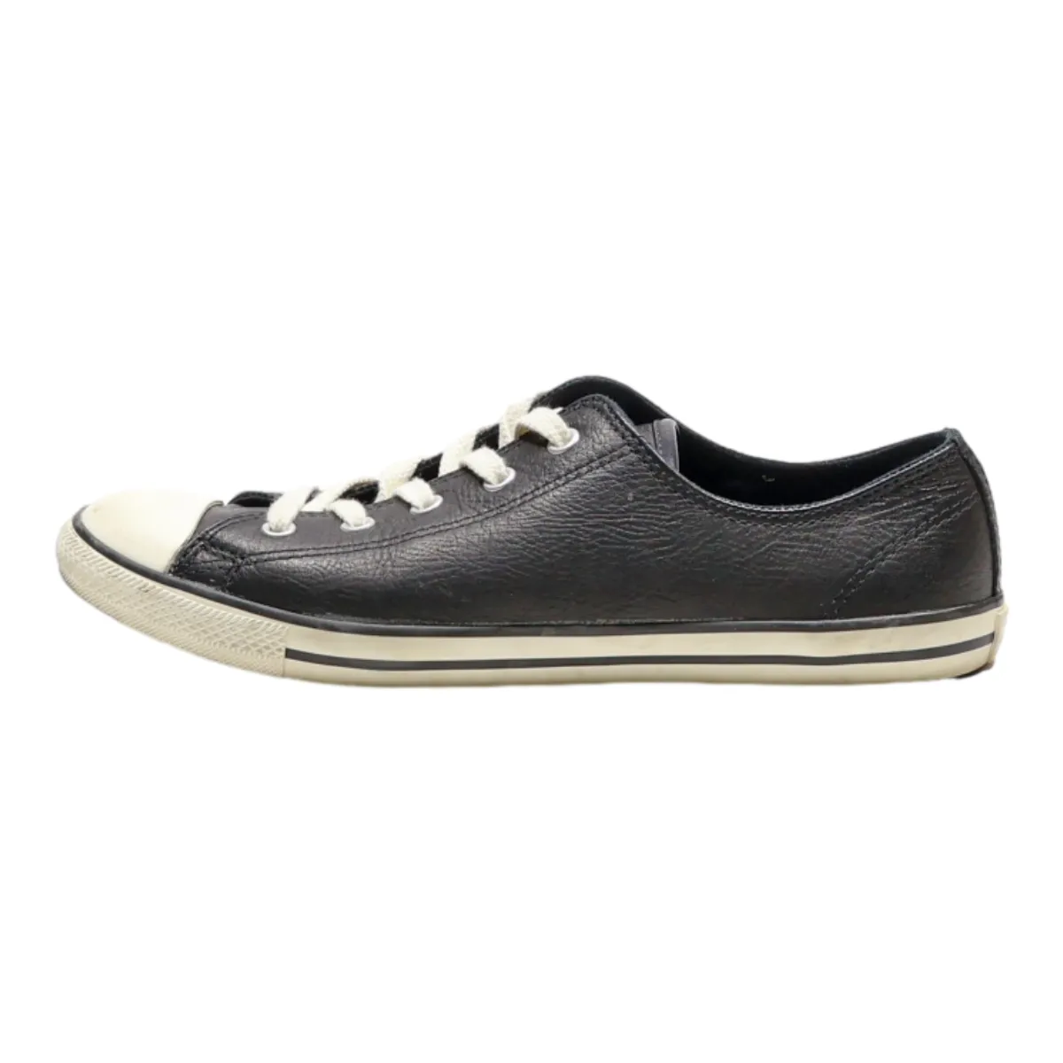 CONVERSE Low Top Trainers Black Leather Womens UK 6
