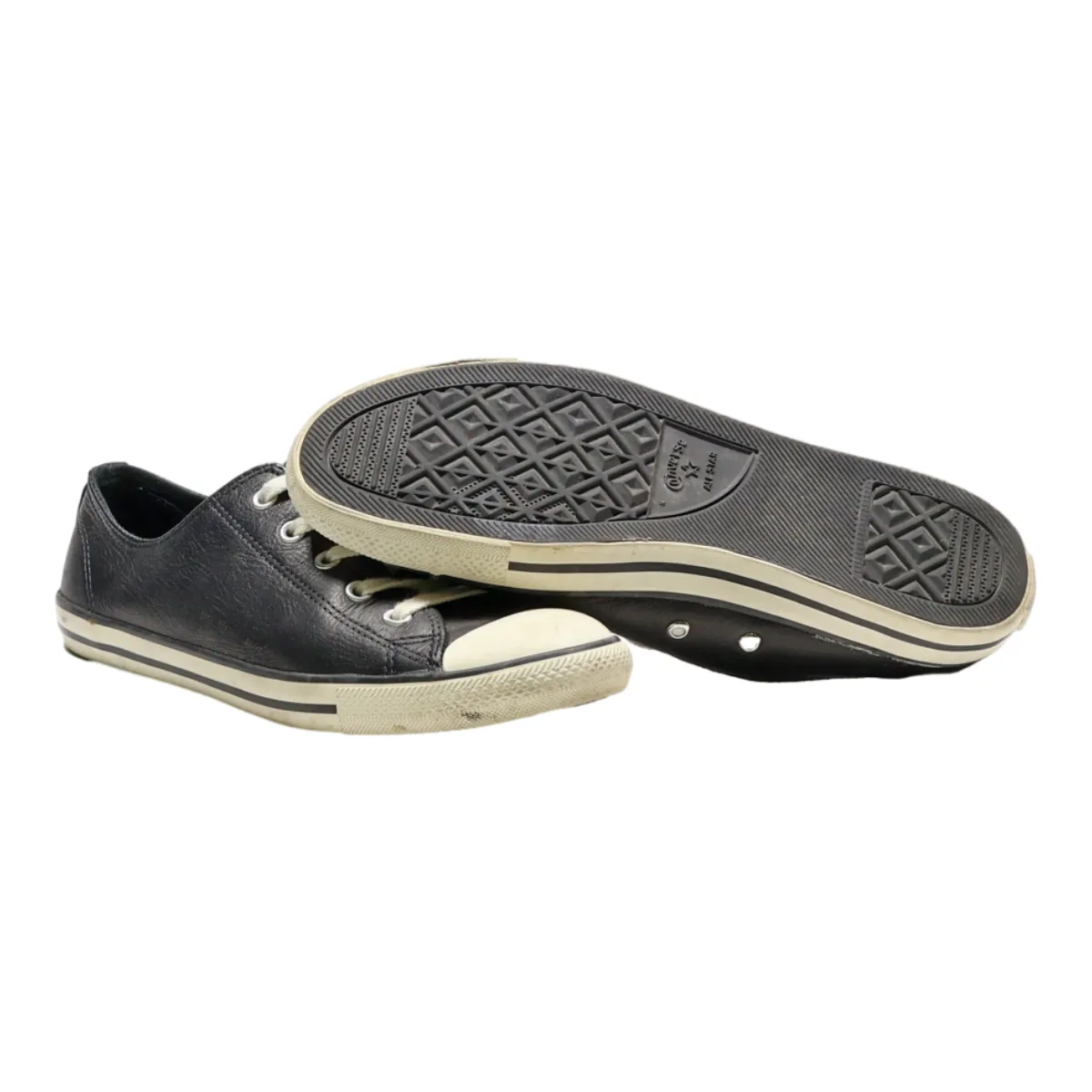 CONVERSE Low Top Trainers Black Leather Womens UK 6