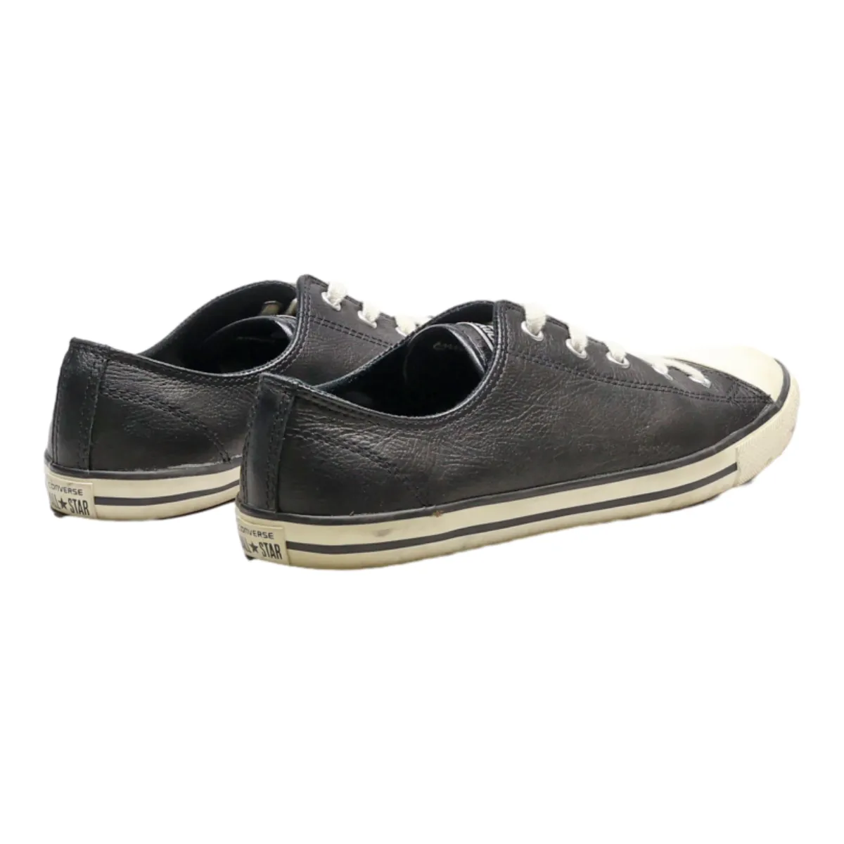 CONVERSE Low Top Trainers Black Leather Womens UK 6