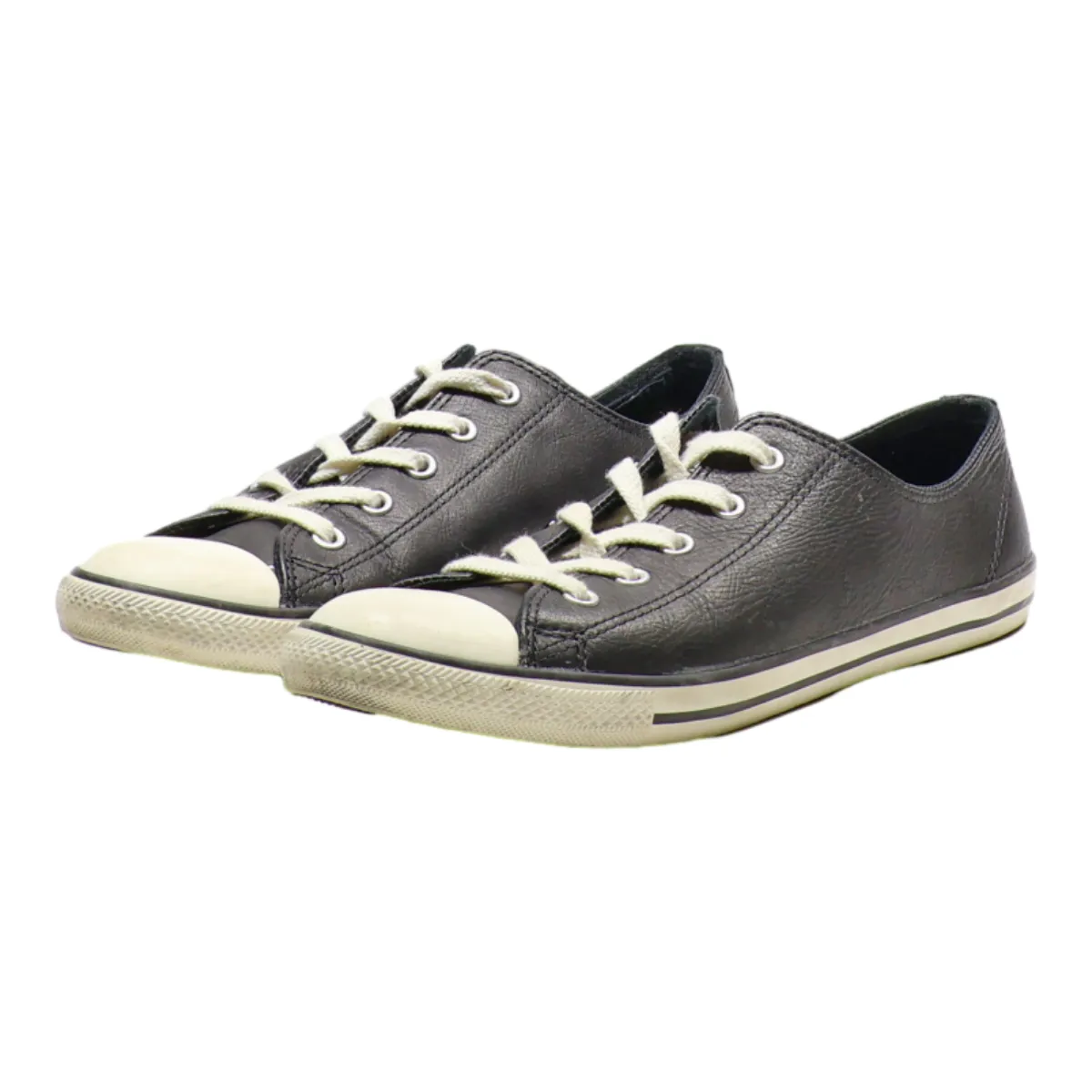 CONVERSE Low Top Trainers Black Leather Womens UK 6