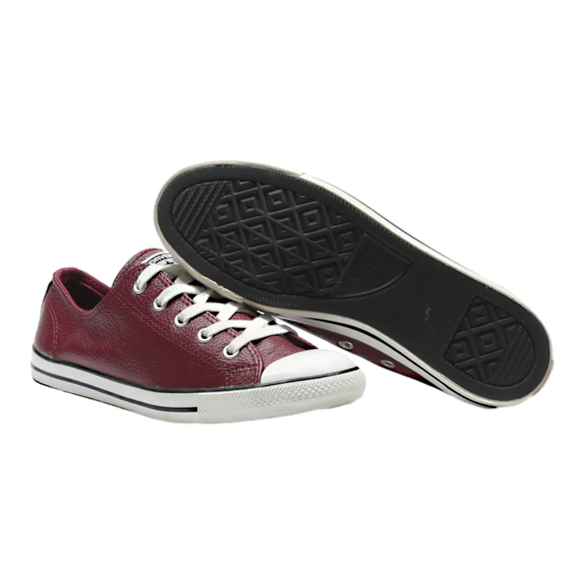 CONVERSE Low Top Trainers Maroon Leather Womens UK 5